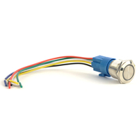 Interrupteur à bouton-poussoir momentané pour ordinateur 16 mm, 5 V, LED bleue, réinitialisation, icône d'alimentation, anneau lumineux, câble de carte mère de 50 cm