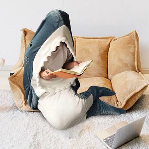 Originele Fabriek Haai Deken Hoodie Super Zachte Gezellige Flanellen Hoodie Draagbare Volwassen Haai Slaapzak