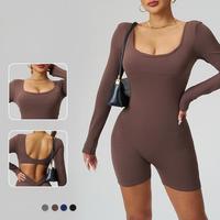 Dames Yoga Set Eén Stuk Lange Mouwen Top Shorts Ecologisch Vierweg Stretch Snel Droogend Ademend Zacht Comfortabel Pasvorm Aangepaste Logo