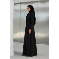 Blazer Abaya de Haute Qualité, Manteau Long Structuré Modeste en Crêpe Noir, Fabricant OEM de Haute Qualité, Petites Quantités