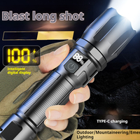 Nouvel affichage numérique de la puissance Zoom télescopique rechargeable par USB batterie intégrée lampe torche LED portable extérieure lampe de poche tactique