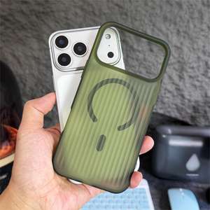 Funda para iPhone 17, de alta gama, color verde aguja de pino, corrugada, mate, magnética, de cobertura total y a prueba de golpes - Product Image 1