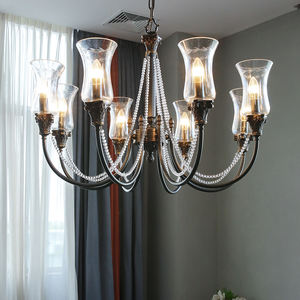 Lustre en cristal de verre de style européen en cuivre de luxe, luminaires suspendus pour salon, lampes suspendues modernes de style victorien pour hôtel - Product Image 2