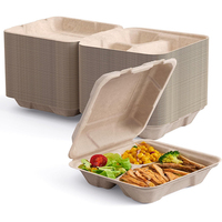 Bon marché Prix Écologique Biodégradable 100% Compostable Jetable À Emporter Conteneurs Alimentaires Boîtes À Clapet à Aller