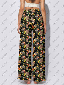 महिलाओं की उच्च कमर वाली चौड़ी लेगिंग पैंट, कस्टम स्ट्रीटवियर के लिए नरम लोचदार कैजुअल पैलेज़ो ट्राउजर, अनुकूलित महिलाओं की पैंट - Product Image 2