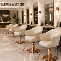 Chaise de salon au style moderne en cuir PU de qualité supérieure, hydraulique 360° °   Chaise pivotante pour salon de coiffure avec base en or rose