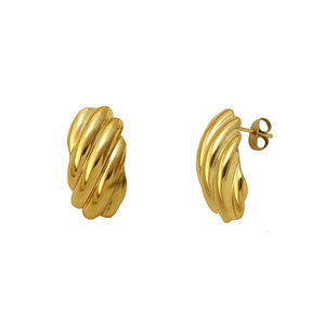 Geometric Huggie Earrings 316 Titanium Steel Gold For Women Gift Fashion Jewelry - Product Image 5