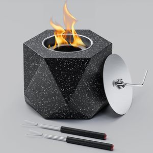 Braciere Portatile Moderno in Cemento con Combustibile <span class=keywords><strong>Bioetanolo</strong></span>, Caminetto Senza Fumo per Interni/Esterni - Product Image 3