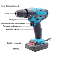 Perceuse-visseuse électrique sans fil Bilixo, mini-perceuse à percussion, mandrin sans clé, Li-ion 2.0Ah 20V, moteur à balais, vitesse variable, 30N.m max.