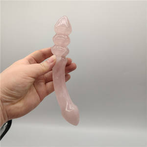 Natürliche Rosenquarz Kristall Anal Perlen Penis <span class=keywords><strong>Dildo</strong></span> Kristall Massage Zauberstäbe - Product Image 3