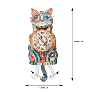 Reloj de Pared 3D con Forma de Gato, Modelo de Madera para Colgar en la Pared, Decoración de Escritorio Colorida, Regalo - Product Image 2