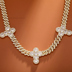 European American <b>Cross</b>-border Hot-selling Hip-hop Micro-inlaid <b>Cross</b> Cuban Necklace Unisex Link <b>Chain</b> Jewelry Wholesale - Product Image 2