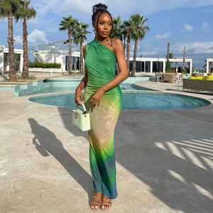 Wholesale New Products Bodycon One Shoulder Sleeveless Bodycon Slim Dress for Women Fashion - Product Image 6