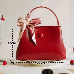 Sac de Mariage Rouge pour Femme, Nouveau Sac Seau Carré Rétro Tendance Grande Capacité Portable avec Fermeture Éclair, Sac Panier à Légumes 40 - Product Image 4