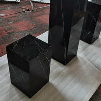 Guanmay Table centrale en marbre Nero Marquina personnalisée Table basse de luxe légère en marbre noir pierre naturelle pour le salon