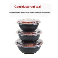 Bols jetables en plastique de style japonais pour sushis, pâtes, fruits de mer, boîtes à lunch, soupes de nouilles froides, avec couvercles, vente en gros pour plats à emporter
