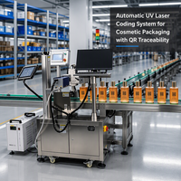 Machine de marquage laser UV en ligne pour cosmétiques, avec code QR anti-duplication et système de traçabilité de données à 3 niveaux