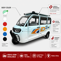 Tricycle électrique résistant aux intempéries, tricycle à trois roues fermé pour passagers avec porte-bagages sur le toit