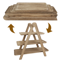Plateau de service en bois à 3 niveaux plateau de service Rectangle en acacia massif pour décor à la maison support à Cupcake plateau de service