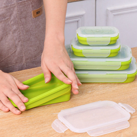 Lot de 4 boîtes à bento pliables en silicone, écologiques, portables, durables, pour enfants