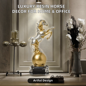 Bestseller Baiying BY230822 Statuetta di Cavallo in Stile Lusso Leggero, Figurina Artistica in Resina Dipinta a Mano per Arredamento Casa e Ufficio - Product Image 2