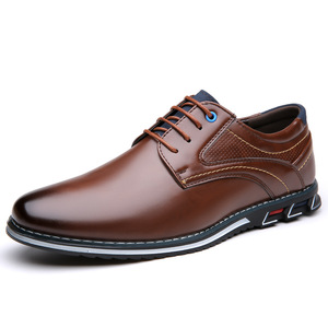 Men's Leather Lace-up Casual Shoes Round Toe Breathable Rubber Outsole All Seasons <b>EVA</b> Midsole Genuine Leather Lining - Product Image 5