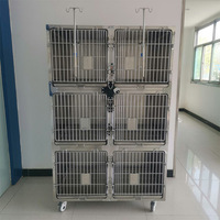Hondenkennel van 304 roestvrij staal, 6-deurs, meerlaags, voor binnen, geschikt voor dierenklinieken, dierenwinkels