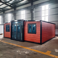 Maison conteneur préfabriquée extensible à double ailes, villa pliable, maison capsule spatiale avec salle de bain et balcon pour hôtel et villa