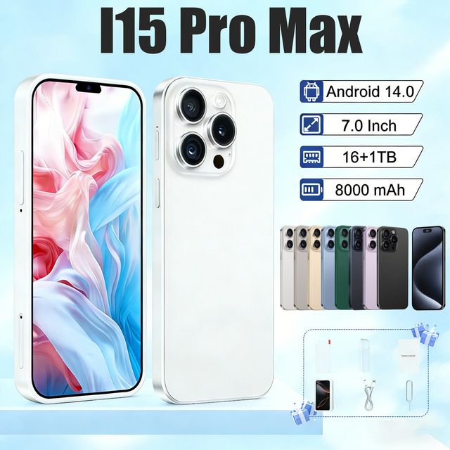 New Hot-Selling I 15 ProMax Global 6.9" Octa Core 144Hz 108MP HD Display LTE Dual SIM Gaming Mobile Phone