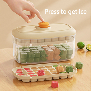 Gadgets de cuisine Offre Spéciale d'été Plateau à glaçons en plastique avec couvercle pour congélateur 56 Pcs Moule à glaçons Moule à glaçons en treillis - Product Image 2