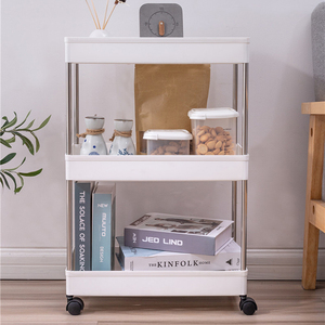 Scaffalature mobili in plastica sottile a 3 livelli Slide out Storage Rolling Utility Cart per il bucato del <span class=keywords><strong>bagno</strong></span> della cucina o per uso alimentare - Product Image 1