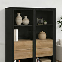 Armoire moderne de luxe en bois à double porte, 4 tiroirs, gain de place, grande capacité, pour salon, chambre, bar à domicile, hôpital, villa, hôtel