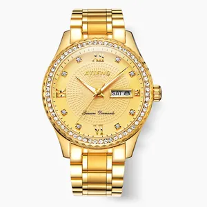 탑 판매 2020 아마존 30M 방수 커플 다이아몬드 골드 손목 시계 석영 남성 시계