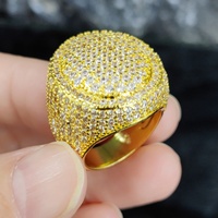 Bague tendance HUIHAI personnalisée en laiton plaqué platine et zircon, style hip-hop, accessoires unisexes pour couple, idéale pour les fêtes