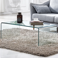 Meuble minimaliste, Center de salon, luxe, cascade rectangulaire 12mm, Table basse en verre trempé transparent