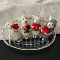 Porte-clés en feutre de laine en forme de mouton, fait main, tricoté, breloque de sac animalière, assortiment, mini cadeau, logo personnalisé, vente en gros, OEM