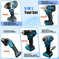 Ensemble d'outils électriques sans fil multifonctionnels pour la maison, 6 pièces, comprenant une clé à molette, une meuleuse d'angle, une perceuse, un tournevis, un sac à outils, des outils de terrassement
