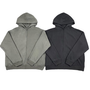 High Quality Customizable 300Gsm Heavyweight High Street <b>Retro</b> Men's Zipper Hooded <b>Sweatshirt</b> - Product Image 1