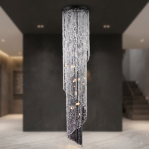 Lámpara de Araña Metálica Decorativa para Eventos en Casa, Iluminación LED para Exteriores, Cortina de Cuentas Acrílicas Transparentes en Espiral, Ecológica, AC - Product Image 3