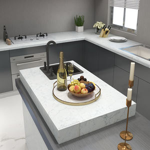 Paneles de Pared de Cuarzo Blanco Calacatta, Diseño Moderno con Vetas Largas, Losa de Mármol Artificial, Encimeras de Cocina de Cuarzo - Product Image 5