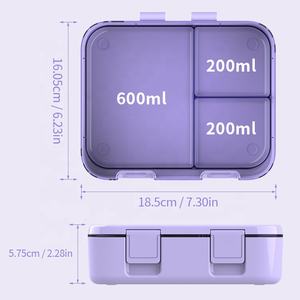 Nuova tendenza portatile 3 vano in plastica Bento Lunch Box Set grazioso Design adatto ai bambini per uso <span class=keywords><strong>alimentare</strong></span> a tenuta stagna per imballaggi alimentari - Product Image 3