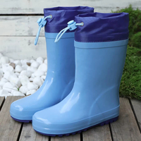 Sepatu Bot Hujan PVC Anak YL-25234 Berkualitas Tinggi, Model Mid Calf, Warna Biru, Tahan Air, untuk Anak-Anak