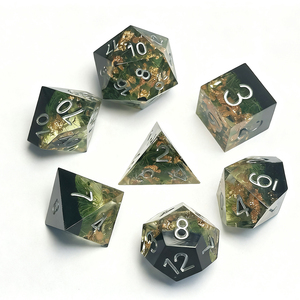 Dnd xúc xắc nhựa màu xanh lá cây và màu đen D20 Dungeon và rồng bảng trò chơi sắc nét Cạnh Tùy chỉnh cỏ và lá vàng nhựa xúc xắc RPG - Product Image 6
