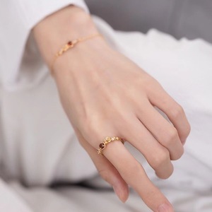 Anillo <span class=keywords><strong>de</strong></span> Oro Rosa con Gema <span class=keywords><strong>de</strong></span> Granate Venus para Mujer, Estilo Japonés, Lujo Ligero, Joyería Sencilla y Dulce, Creado en Laboratorio - Product Image 3