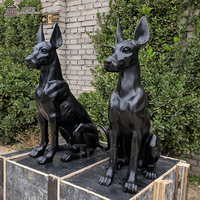 Statue de chien de grande race de type européen en bronze et laiton, sculpture d'art de jardin grandeur nature