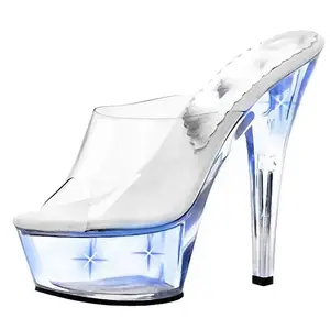 6inch-15cm Thick soled Transparent platform Nightclub Sexy Fetish Strip Pole Dance super high heel model walk show summer