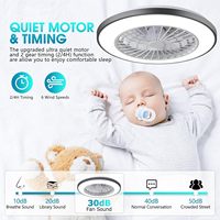 Ventilateurs de plafond LED modernes à 3 couleurs, 12 pouces, 6 vitesses, lumière intelligente à intensité variable, télécommande, profil bas, montage encastré, moteur CC pour chambre à coucher