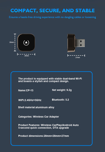 Adaptateur sans fil 2 en 1 CP15 à faible latence pour CarPlay et Android Auto, convertisseur USB sans fil pour éliminer les câbles de données désordonnés, CarPlay - Product Image 3