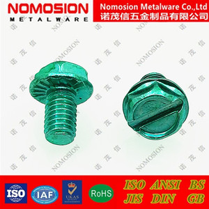 Green Grounding Screw M4 M5 M6 M8 M10 Hex Flat Head With Slotted Drive For Electrical Equipment - Product Image 5