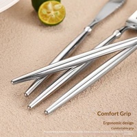 Ensemble de couverts de table en acier inoxydable, poli de qualité supérieure, à long manche, réutilisables, pour l'hôtellerie, les dîners, les fêtes et les repas à domicile